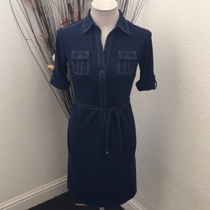 ⭐️Vintage Express Navy Blue Calf Length Dress